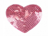více - Nažehlovačka srdce s flítry  5,5 x 6 cm   - sv.růžové