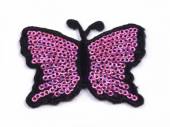 více - Nažehlovačka motýl z flitrů růžovo-fialový
