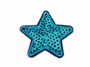 zvětšit obrázek - Nažehlovačka  hvězda s flitry  3,5cm - tyrkysová