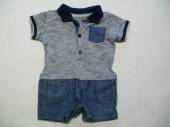 více - 0302 Body nohavičkové jako tričko s rifl. kraťásky  GEORGE  3-6m