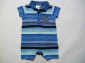 více - 0407 Body nohavičkové s límečkem modře pruhované  3-6m