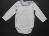 více - 1212 Body dl.rukáv bílé se sv.modrým límečkem   9-12m