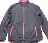 více - 1212 Sportovní šusťáková bunda bez podšívky tm.šedá, růžové a reflexní doplňky  v.M