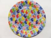více - Velké papírové talíře sv.modré s barevnými balónky, průměr 23cm   8ks