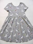 více - 0105 Nenošené šaty šedý melír s jednorožci   M+S   6-7 let   v.116/122