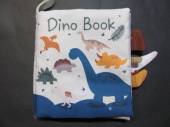 více - 1006 Jako nová větší látková šustící knížka s dinosaury, se zrcátkem   16 x 17cm
